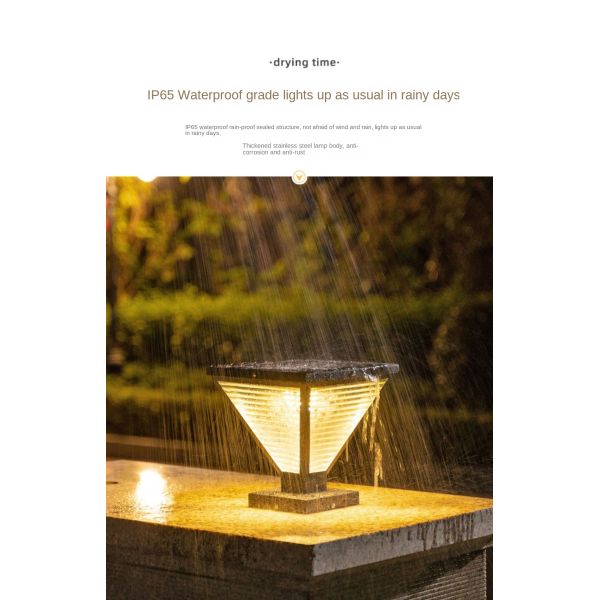 Durable Led Solar Powered Pillar Light Waterproof Electric Lamp Post for Outdoor Column