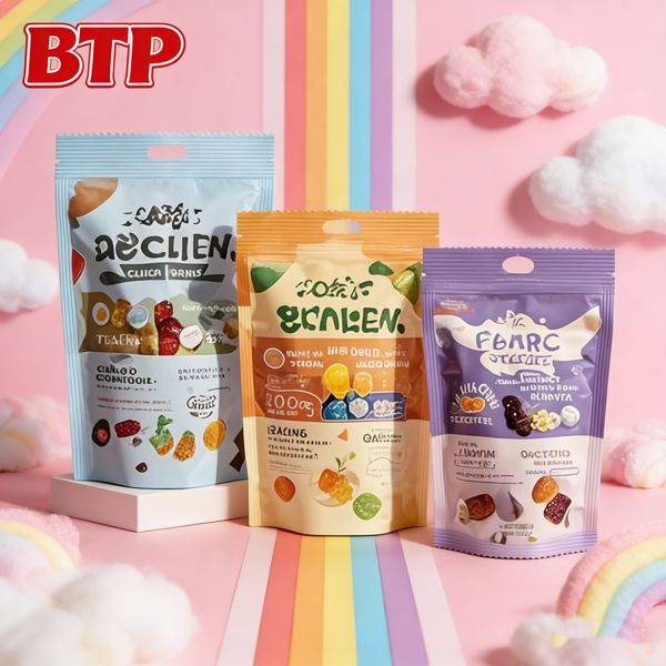 Custom Printed Stand up Disposable Food-Grade Candy Pouches (Doypack Bags) Resealable Moisture-Proof Fit Retail/Gifting