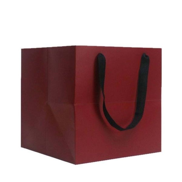 Solid Color Kraft Tote Bags Thickened Square Bottom Gift Bags Large Capacity