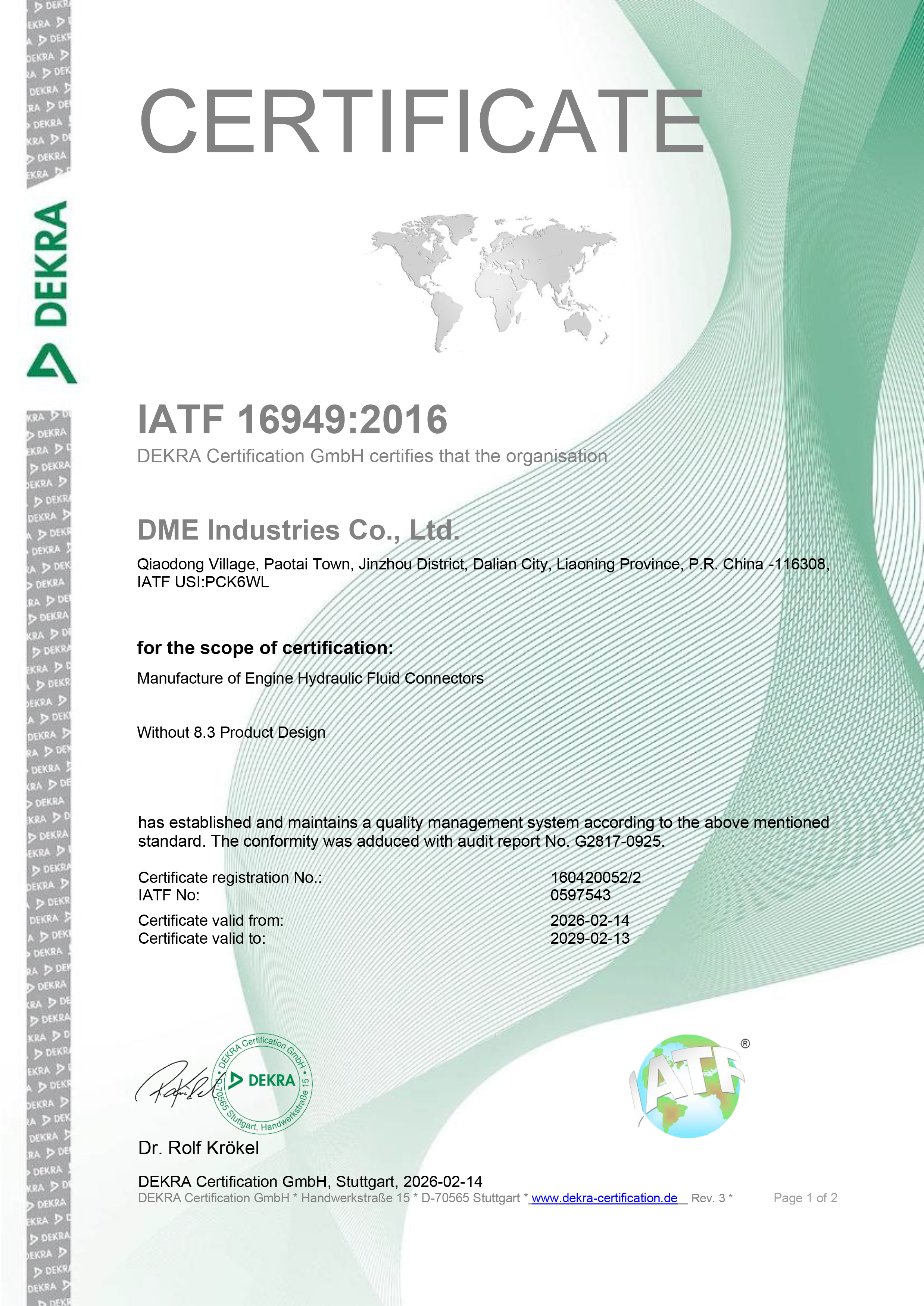 DME&JDE FLUID CO.,LTD Certifications