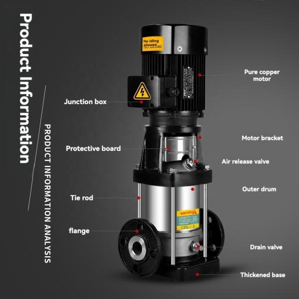 High Temperature 2HP Inline Vertical Pumps Industrial Multi Stage Centrifugal Pump
