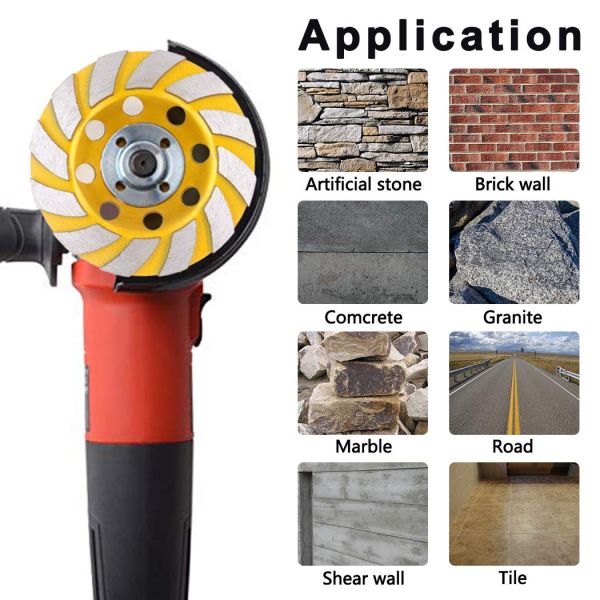 180mm 7 Inch Diamond Cup Concrete Grinding Wheel  V Shape Teeth