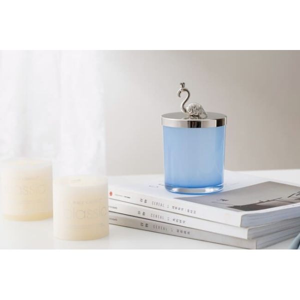 Empty 430ml Color Glass Candle Holder 15oz Blue Candle Jars With Lids