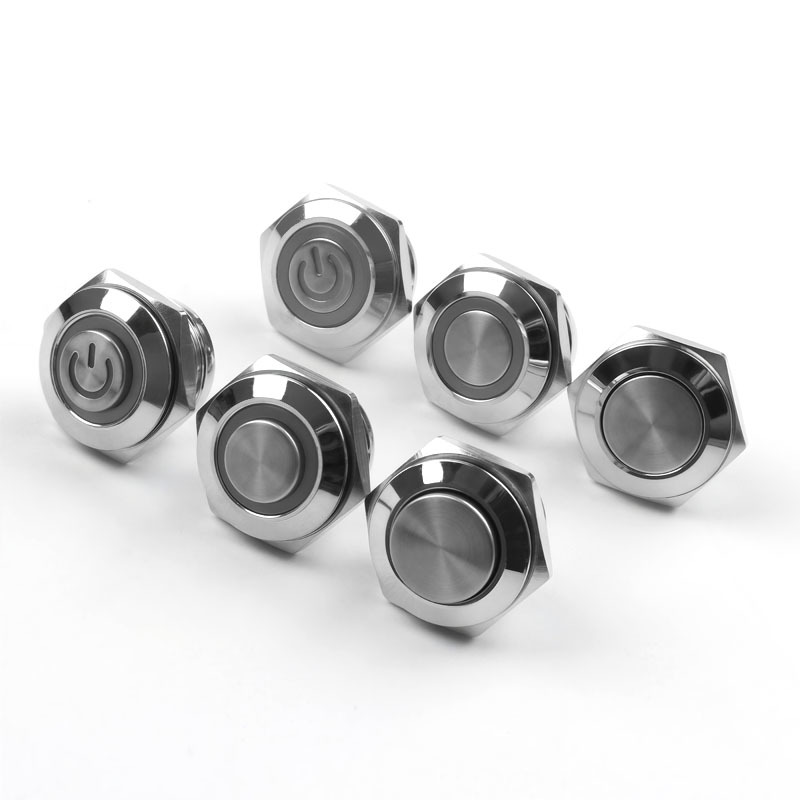 Ultra-Thin 16mm Self-reset Micro-stroke Ultra-short IP65 Waterproof 1NO Silver Contacts Copper Nickel Plated Push Button Switch