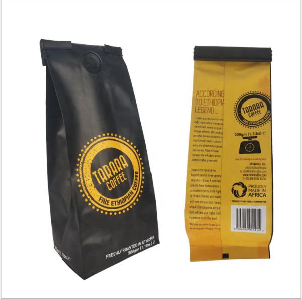 Bolsa de Stand Up Reusable Laminada sob medida Embalagem de alimentos de lado Bolsa de café de plástico de alumínio com válvula