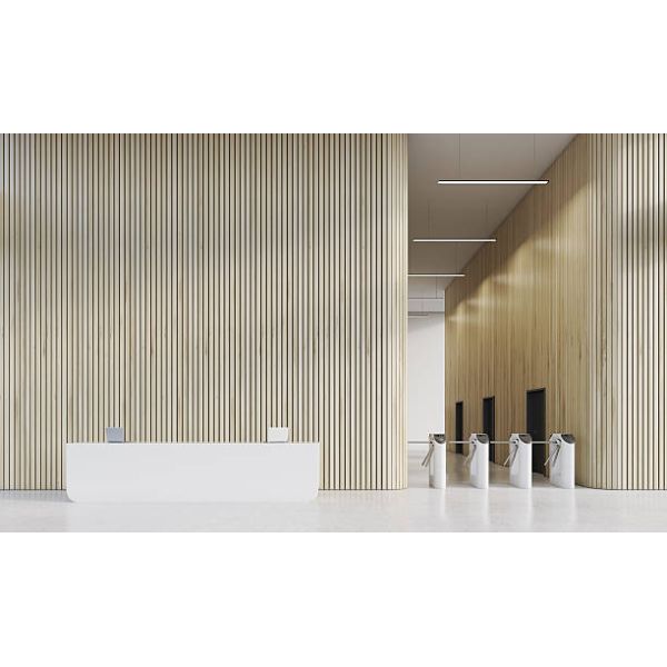 ODM Laminated Soundproof Veneer Wooden Grooved Acoustic Panel for Office Lobby