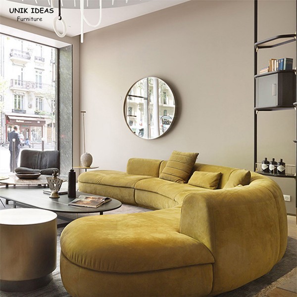 Кожаный голубой бархат обил набор кресла диван-кровати современный кожаный