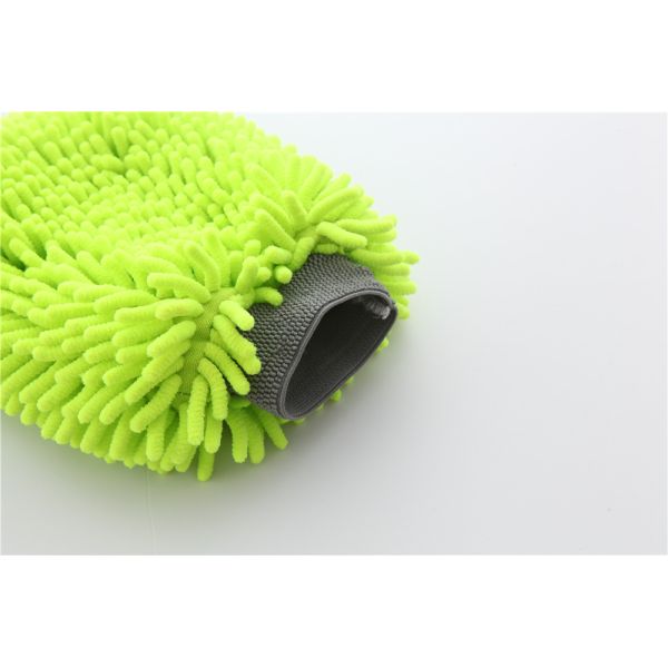 Green color high quality double side microfiber chenille car cleaning detailing house cleaning wash mitts/gloves