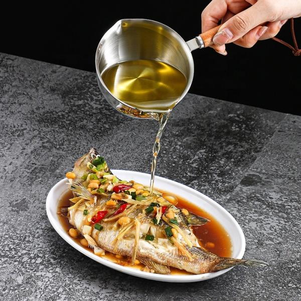 High Quality 304 Stainless Steel Measuring Cup Cooking Pot Sauce Scoop Heating Oil Pot