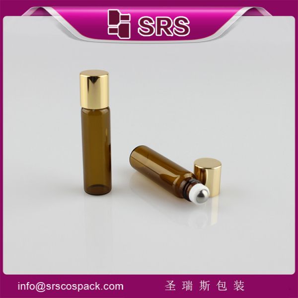 Shengruisi packaging BLP-5ml amber glass roll on bottle with aluminum cap