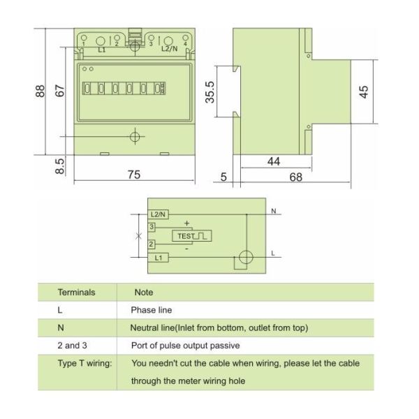 Electronic DIN Rail YEM011TG Single Phase Energy Meter Cyclometer Display 110V / 220V
