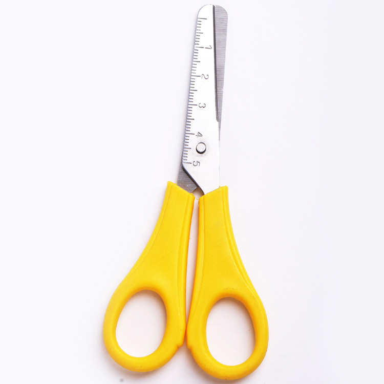 Wholesale safety plastic handle and carbon steel student scissor