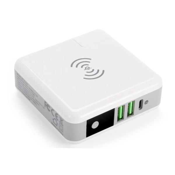 4 In 1 2 USB 6700mAh Qi Power Bank Wireless Charger Iphone