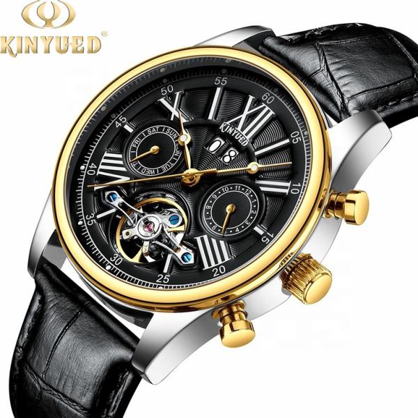 Business Modern Tourbillon Mechanical Watch 22mm Width  Soft Band