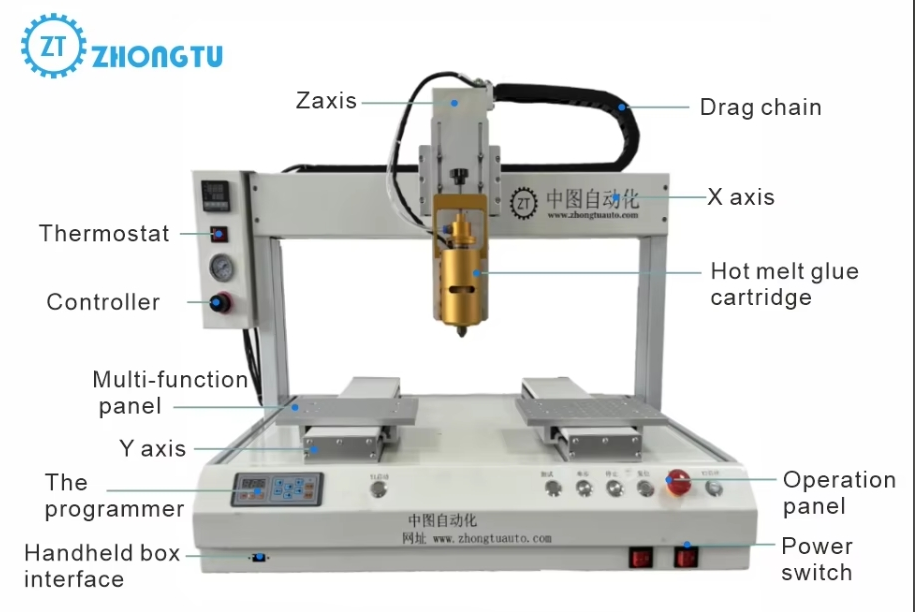 Superior Performance Fully Automatic Hot-melt Adhesive Dispensing Machine ZT-DJ441-02 with USB R232 Communication Method