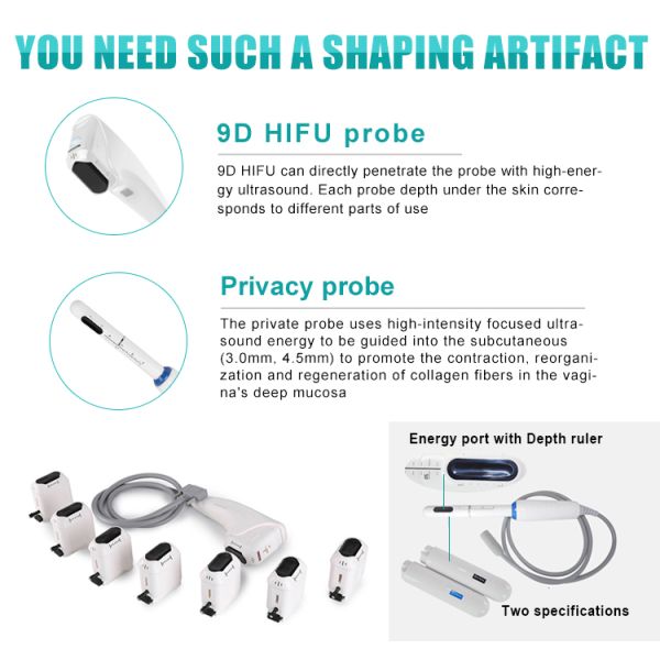Portable 9D HIFU Machine 2 In 1 For Vaginal Tightening Face Lift
