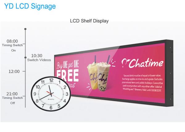 Tamanho personalizado LG do Signage de Digitas da borda de prateleira do LCD com o auto laço que joga a função