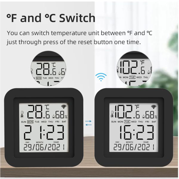SIXWGH 3-in-1 Smart Home Automation Device Tuya Wi-Fi IR Remote Control LCD Screen Temperature Humidity Sensor Voice Control