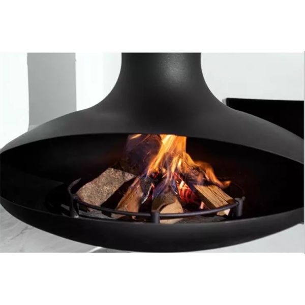 Потолок Морден приостанавливал плиту камина черного цвета горящую древесиной стальную для крытого