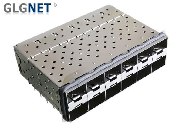 Press Fit Mount Type SFP Cage Assembly 2x6 With EMI Gasket Integrate SFP+ Connector