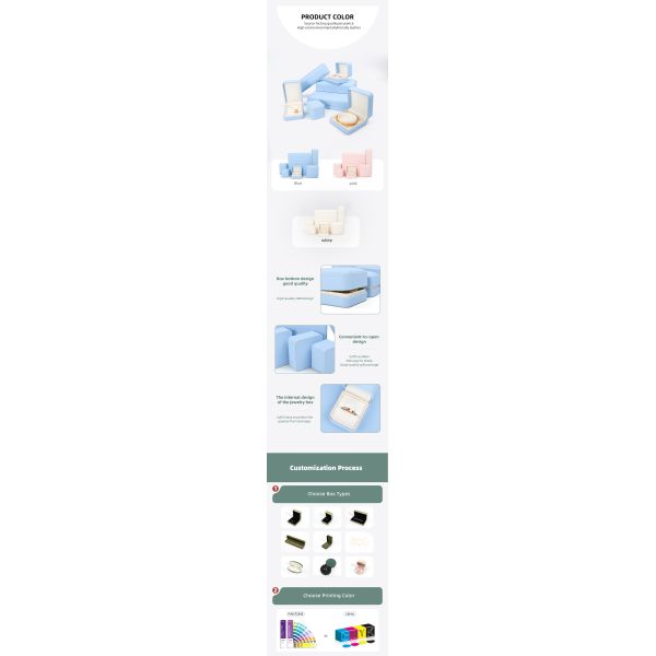 Light Blue Leather Jewelry Box for Big Jewelry Set Necklace Bracelet Earrings Ring Packaging