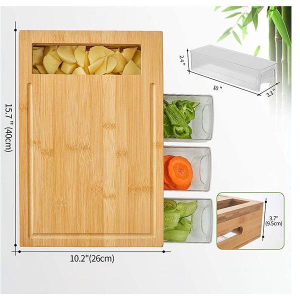 Bamboo Cutting Board Set With Scale And Storage Collapsible Endgrain Hard Wood Board Stone