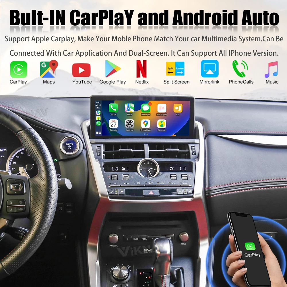 Викнав Car Video интерфейс Для LEXUS NX 2017-2020 Android Auto Carplay интерфейс с сенсорной панелью экрана и 360 AHD