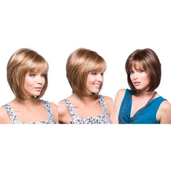 Super Popular Short Natural Looking Synthetic Wigs Easy Style With Neat Bang