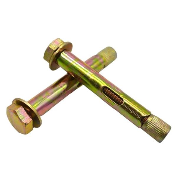 Custom Yellow zinc Plated Carbon Steel M10 Expansion Anchor hex Bolt with flat washer  For Concrete / Brick