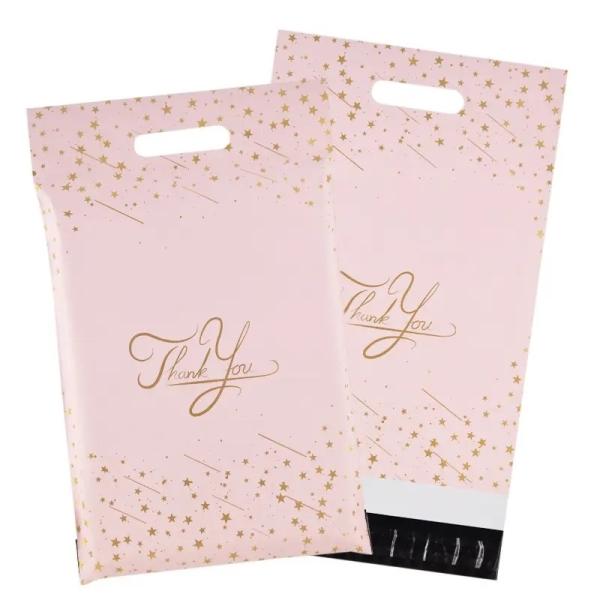 Thanks You Poly Courier Shipping Bag Self Adhesive Mailing Bags With Handles Custom Pink Poly Mailers Courier Bag With Handle