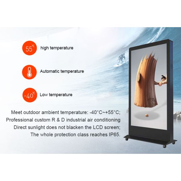 señalización digital al aire libre del lcd del soporte del piso de 55 pulgadas, exhibición impermeable de la publicidad al aire libre