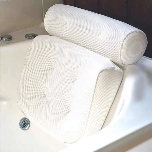Health Care Function OEM 4D Bathtub Headrest Pillow Knitted Bath Pillow With Suction
