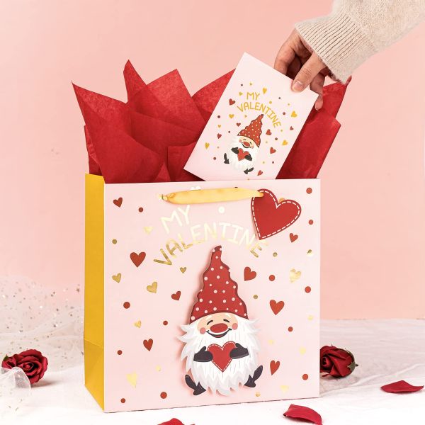 Logotipo de papel de oro personalizado Día de San Valentín de papel regalo de artesanía Bolsas de compras con mango
