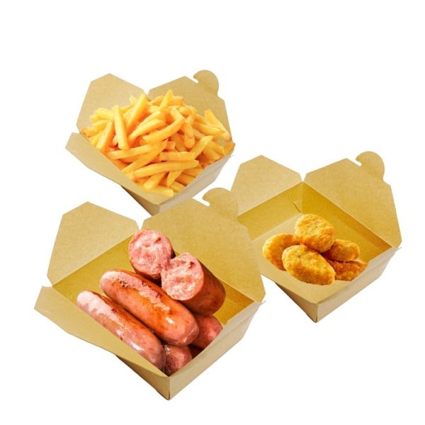 Wholesale customized eco-friendly biodegradable kraft paper box packaging lunch salad restaurant container