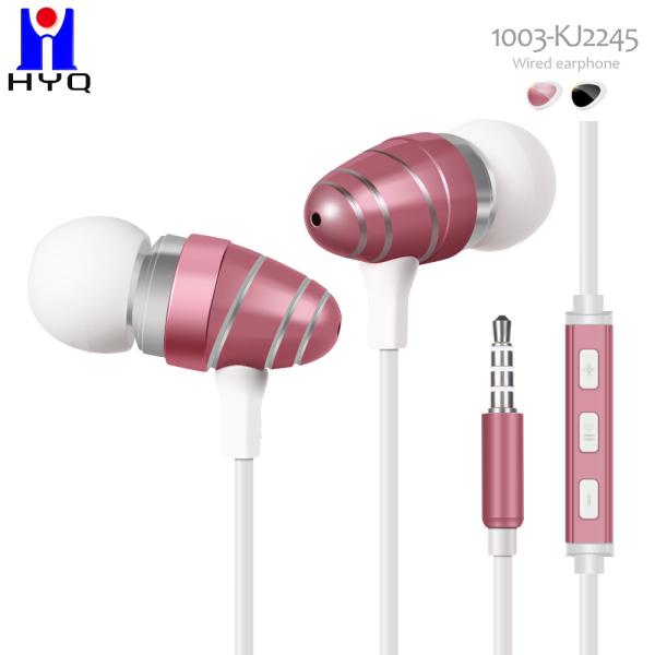 3.5mm Wired Metal Earbuds With Microphone In Ear Headphones Volume Control Mic Balanced Sound Extra Bass