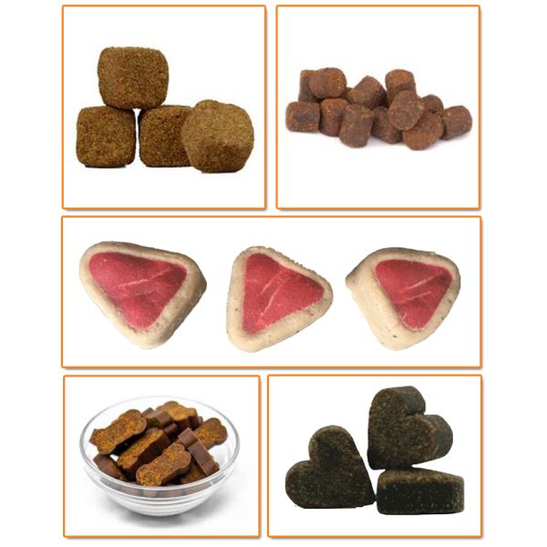 A linha de produção espasmódica dos alimentos para animais de estimação dos petiscos do animal de estimação da galinha seca do corte para o treinamento do cão trata