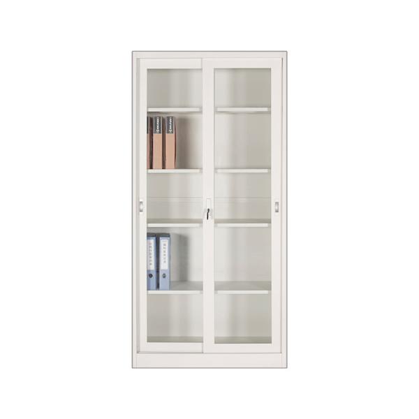 H1850mm Metal Office Furniture Bookcase With 2 Glass Sliding Doors
