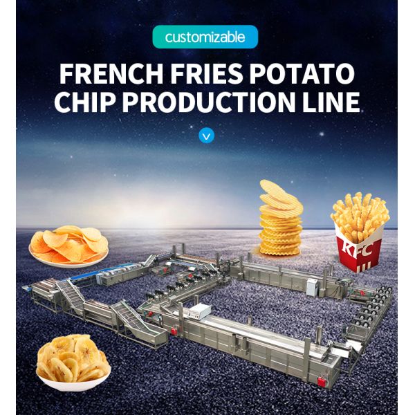 Automatic 200kg/Hour Potato Chip Production Line 220V 500 / 1000 / 2000kg/H