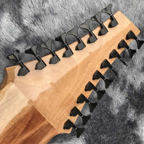 Grand 17 strings bass guitar mahogany body neck rosewood fingerboard wireless inlay logo and shape can be customized