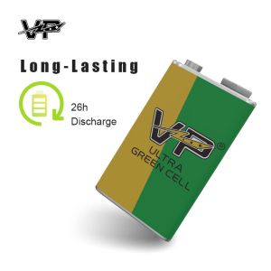 26Hours 9 Volt VP Carbon Zinc Battery Square Dry Cell Ultra Duty Leak Proof 6F22