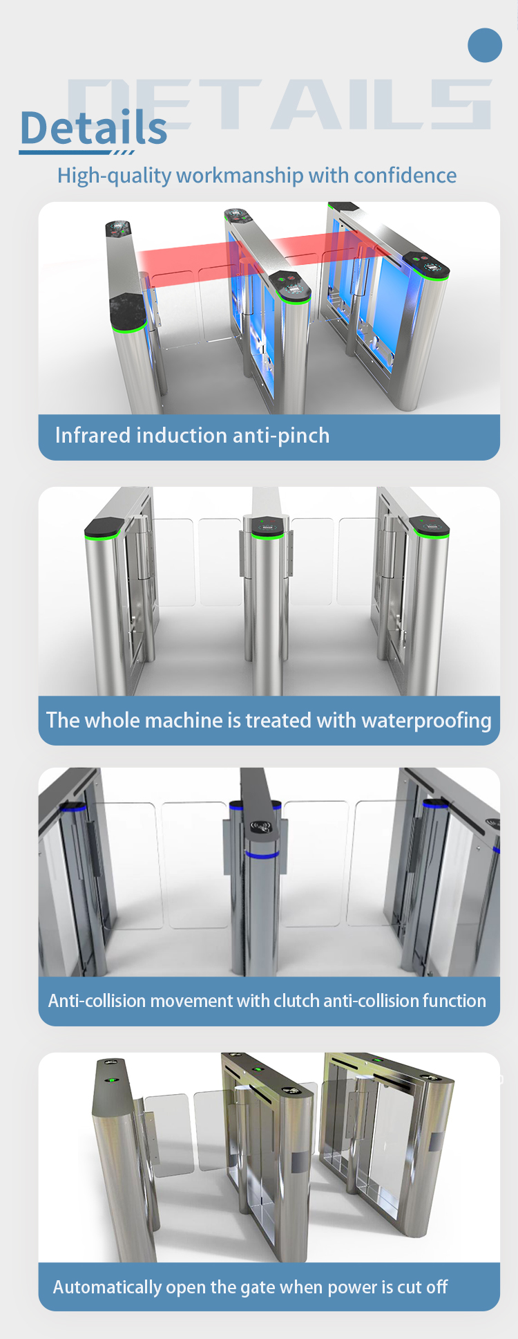 Stainless Steel Revolving Turnstile Access Control Anti Pinch For Gate Access Management