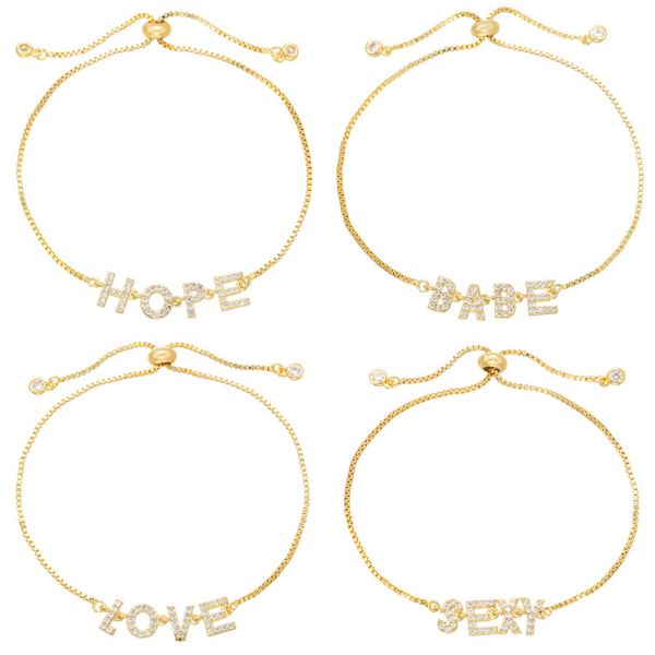 Начальными браслет имени письма циркона золота 18k персонализированный ювелирными изделиями