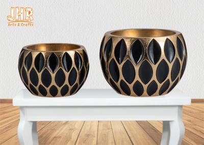 Potenciômetros de flor geométricos decorativos da fibra de vidro do teste padrão com revestimento folheado ouro