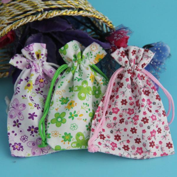 Recyclable 10*12cm Cotton Canvas Calico Bag With Drawstring