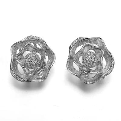 Diamond Stud Earrings 925 brincos de prata da CZ roda o grampo redondo branco sobre