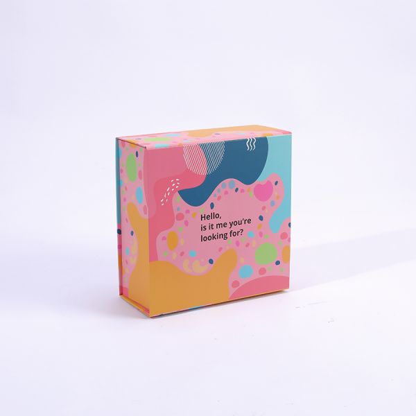 Boîte cadeau à joaillerie pliante magnétique à découpe personnalisée avec fermeture à ruban pour bijoux