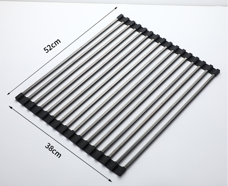 Foldable 0.97KG Steel Kitchen Basket Rack Titanium Square
