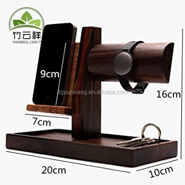 Porta teléfonos y relojes de madera de nuez negra