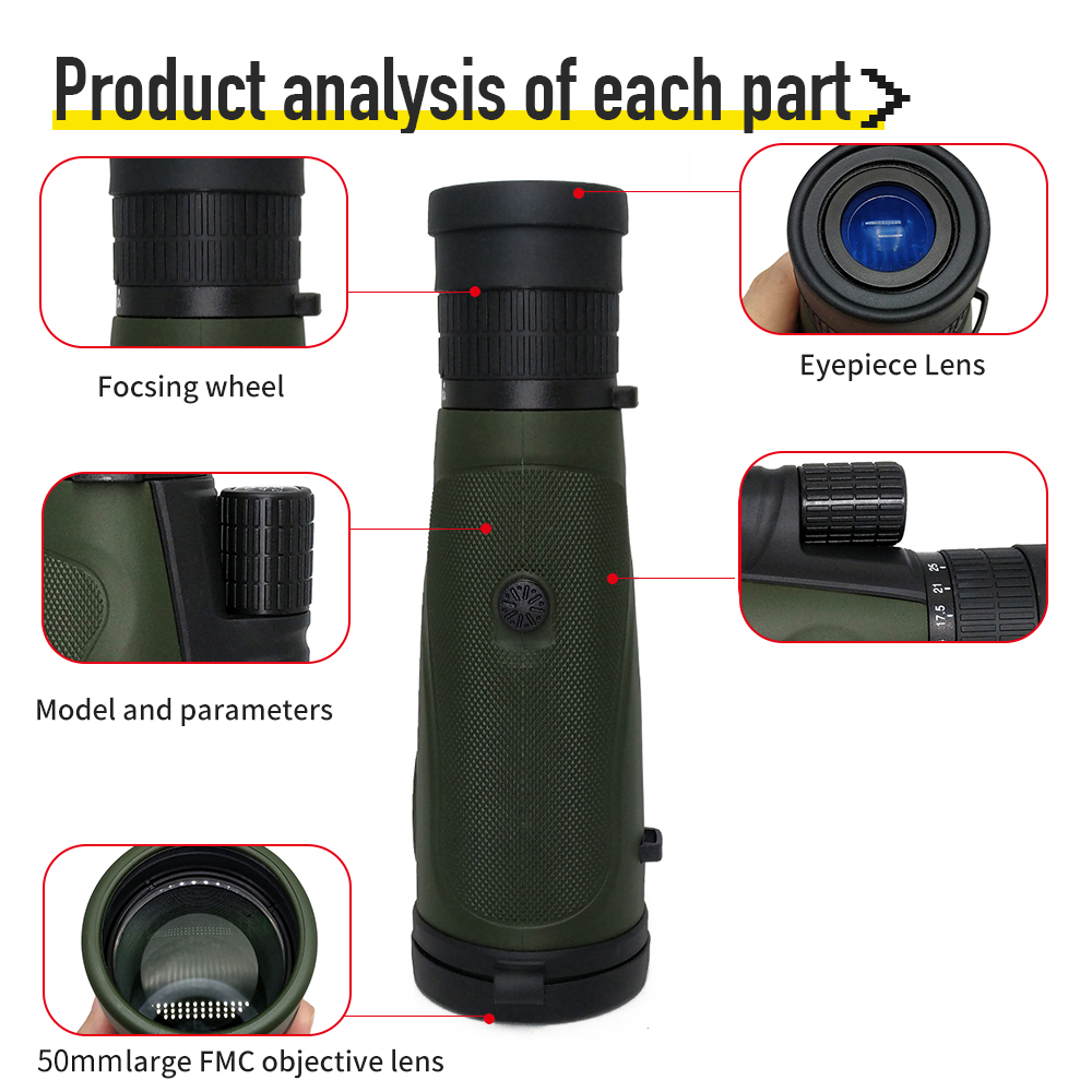 Подарки людей призмы телескопа BAK4 сигнала наивысшей мощности 10-30X50 Monocular для наблюдать птицы
