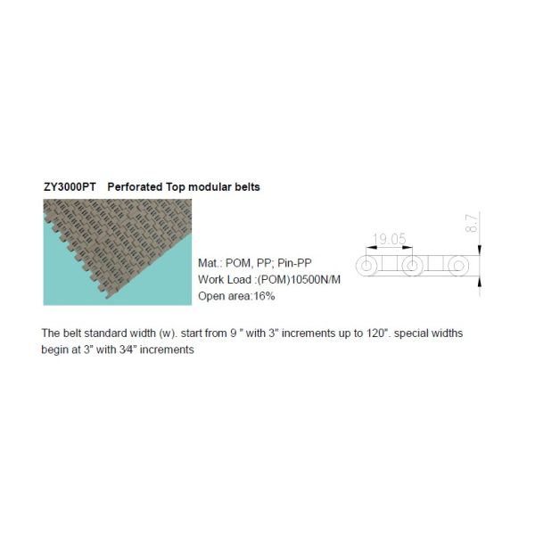5936 Rexnord5935 ZY3000PT thermoplastic modular belt perforated top conveyor belts